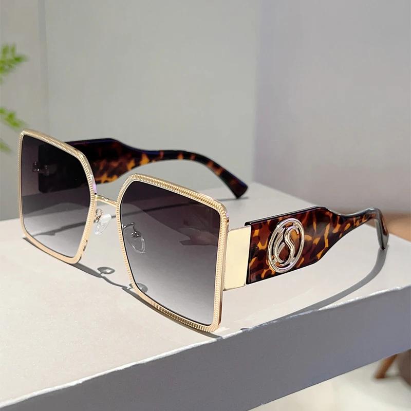 Oversized Square Sunglasses Women New In Gradient Multi-color Outdoor Shades Trendy Luxury Brand Design Sun Glasses