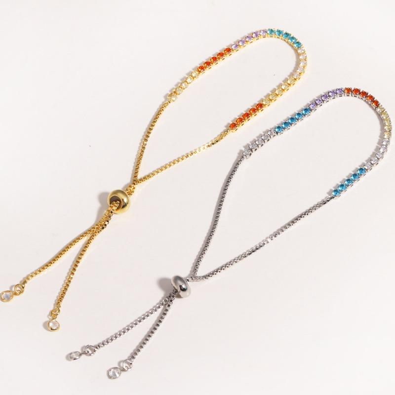 18K Gold Plated Rainbow CZ Tennis Bracelet – Luxury Colorful Gemstone Jewelry, Sparkle Gift for Women