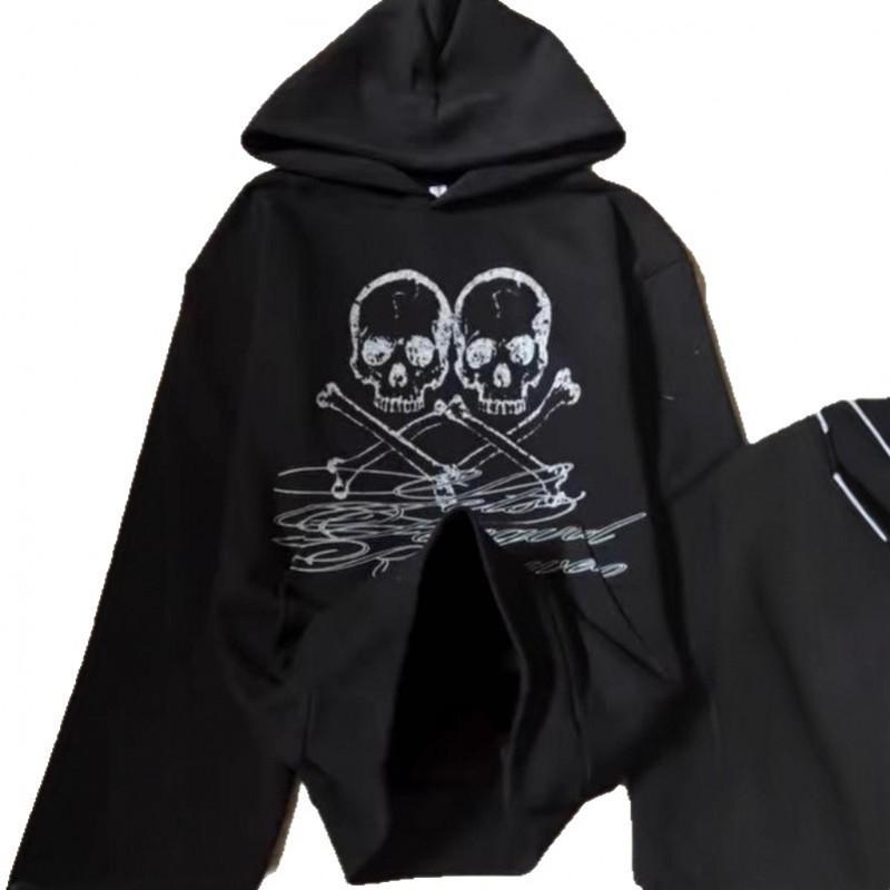 Unisex Oversized Hooded Sweatshirt With Skull Print Streetwear Style Fall Winter 2025