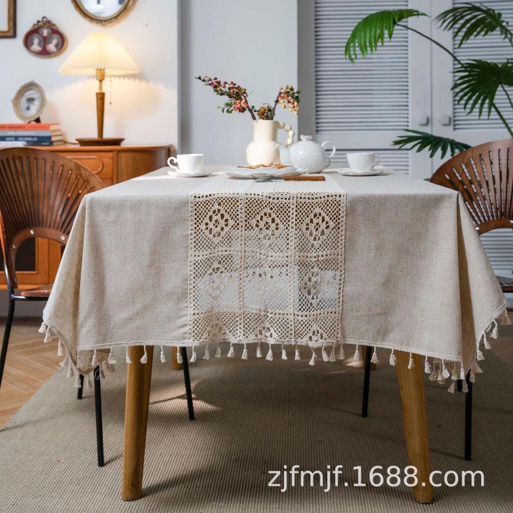 Stoff Papa Beige Hohlhäkeln Spleißen Tischdecke Restaurant Tischdecke Kaffeetischdecke Serviette Platzset Fleck