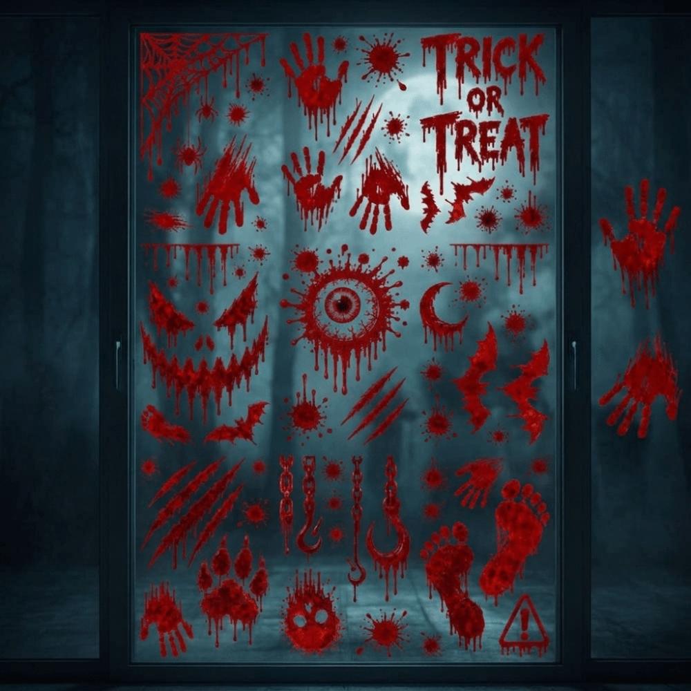 Reusable Bloody Handprint Stickers Self-adhesive Footprint Glass Stickers Wall Decoration