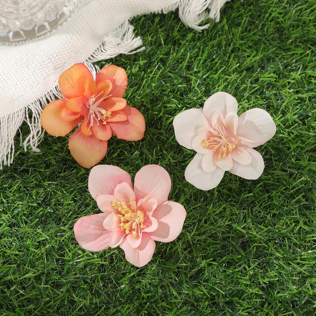 AWAYTR Orange Peach Blossom Hairpin Floral Duckbill Hair Clips Valentine Headwear Girl Hair Accessories Festival Gift