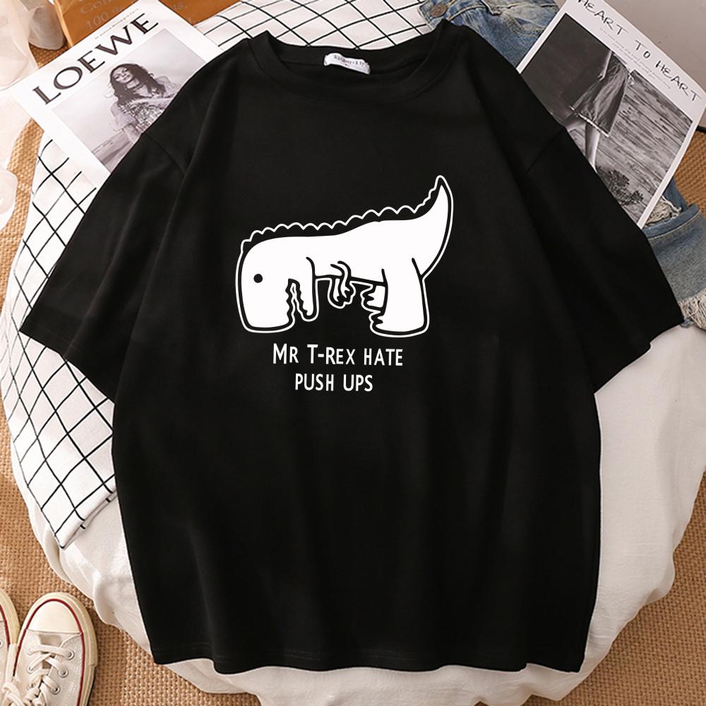 

Mr T-Rex Hate Push Ups Печатные мужские футболки Удобные свободные футболки Модная дышащая одежда Винтажный бренд Мужские футболки