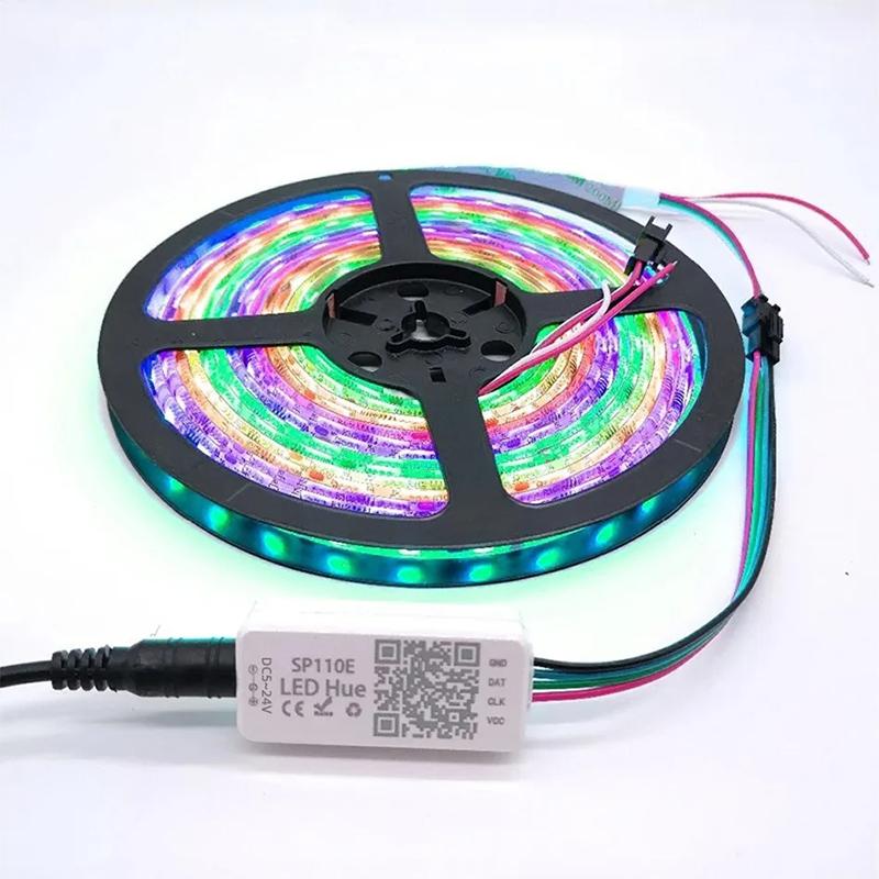 Bluetooth Smart Controler APP 5V 12V 24V 1024 Pixel For WS2811 WS2812B APA102 SK6812 SPI Addressable LED Strip Light SP110E