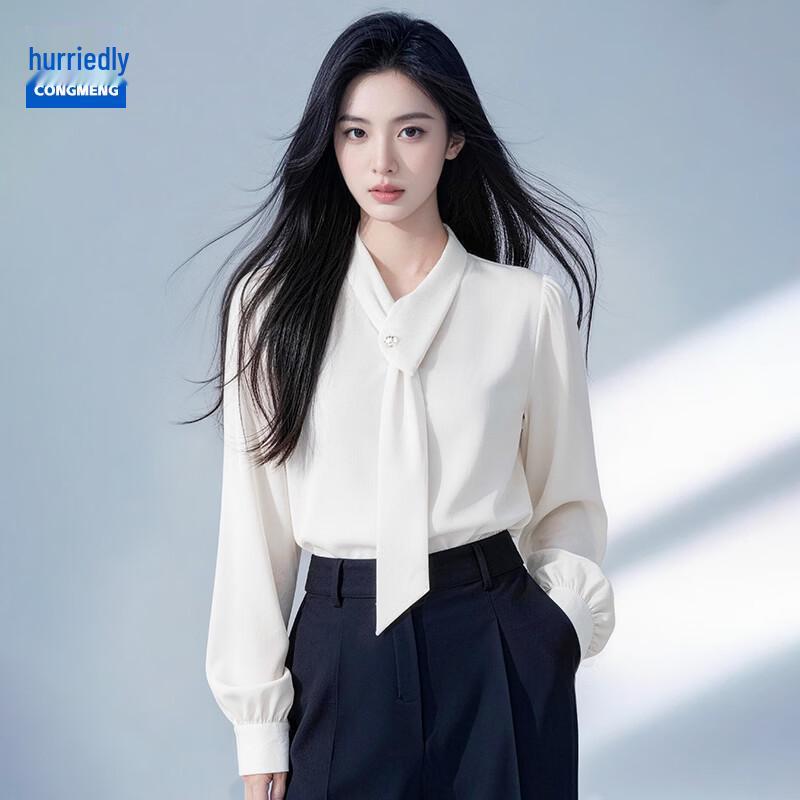 

Women s V-Neck Long Sleeve White Formal Shirt XL