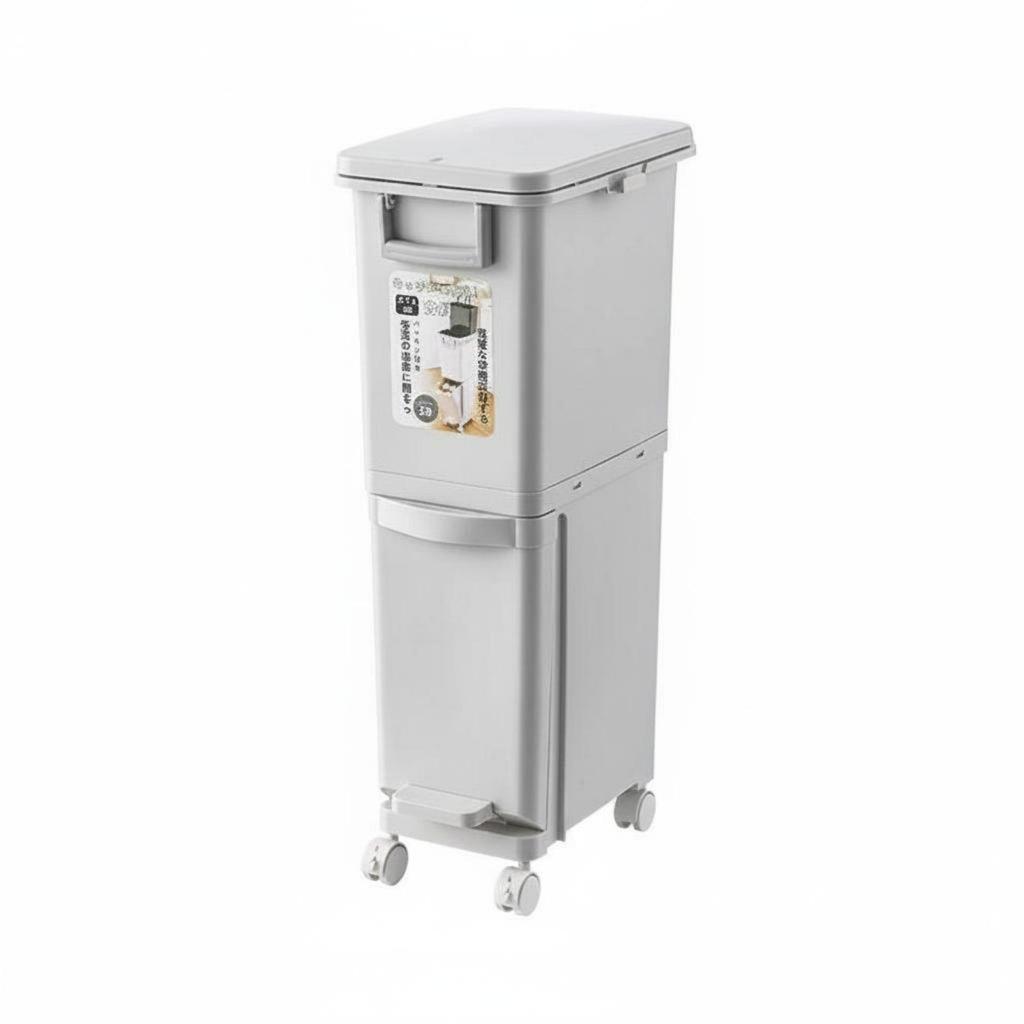 Wet Dry Separation Trash Bin With Wheels Slim Multi-Compartment Garbage Can