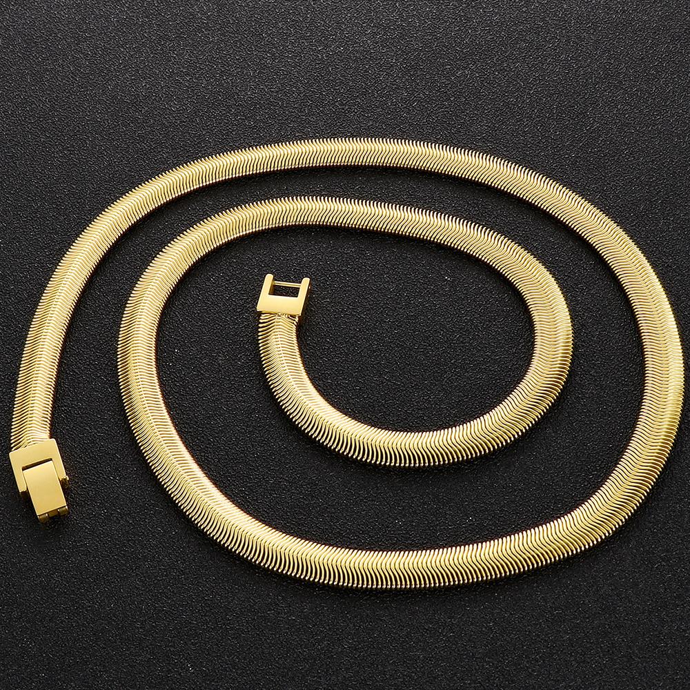 FindChic Collana Girocollo In Acciaio Inossidabile – Oro, Modello Osso Di Serpente, Larghezza 5/6 Mm, Regolabile