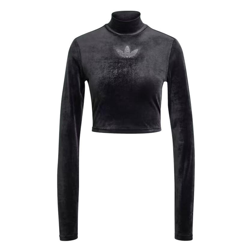 Adidas Originals Rhinestone Velvet Crop Top