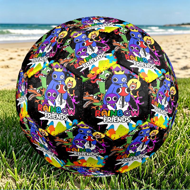 Game Rainbow Friends Print Size 5 Soccer Ball, PU Wear Resistant Football for Match Training and Daily Practice, Birthday Gift for Soccer Fans