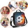 Soccer Ball In Fire And Water Insulated Lunch Bag for School Work Picnic Football Sport Tote Lunch Box Containers Cooler Bag