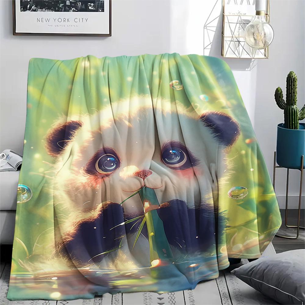 Coperta in Flanella con Stampa Panda, Alta Qualità, Confortevole per Tutte le Stagioni, Decorazione per la Casa, Calore e Comfort, Perfetta per Regali di Natale