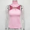 Metal Knot Tank Tops Women 2026 Summer Turtleneck Tank Tops Basic Streetwear Skinny Casual Vest Tops Tee Sexy Sleeveless Tops