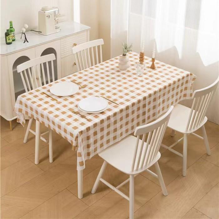Simple And Advanced Sense Waterproof, Oil-Proof, Leave-In And Dirt-Resistant Home Picnic Student Modern Grid Peva Tablecloth
