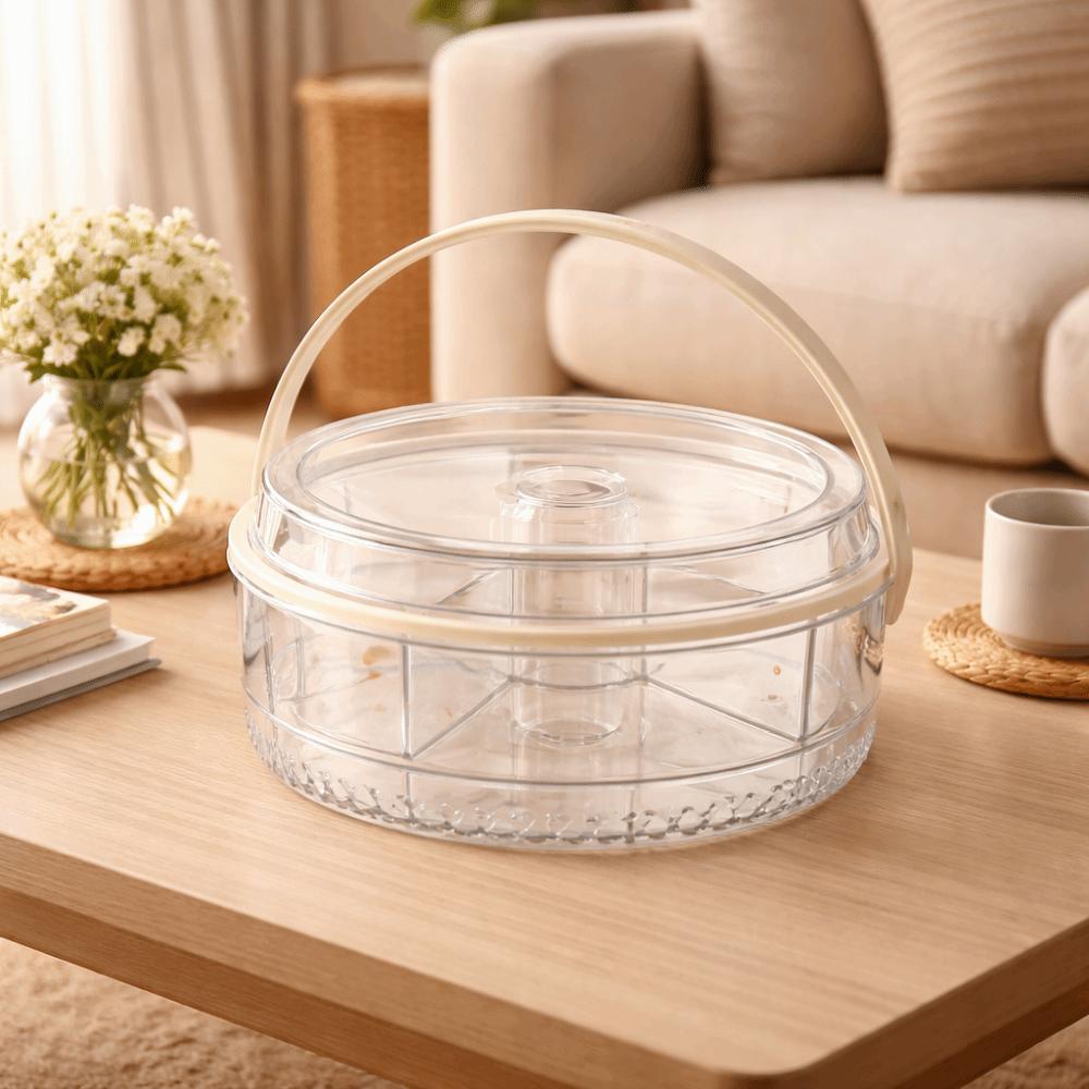 Foldable Handle Fruit Storage Container Divided Living Room Serving Tray  Summer