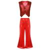 Kids Dance Costume Sparkly Sequined Waistcoat and Flowy Flared Pants Elastic Waistband Party Wear