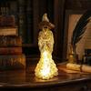 Decorative Witch Figurine Skeleton Resin Figurine, LED Light Up Gothic Statue, Spooky Fantasy Themed Gift Dark Ornament for Desk, Shelf, Mantel Indoor
