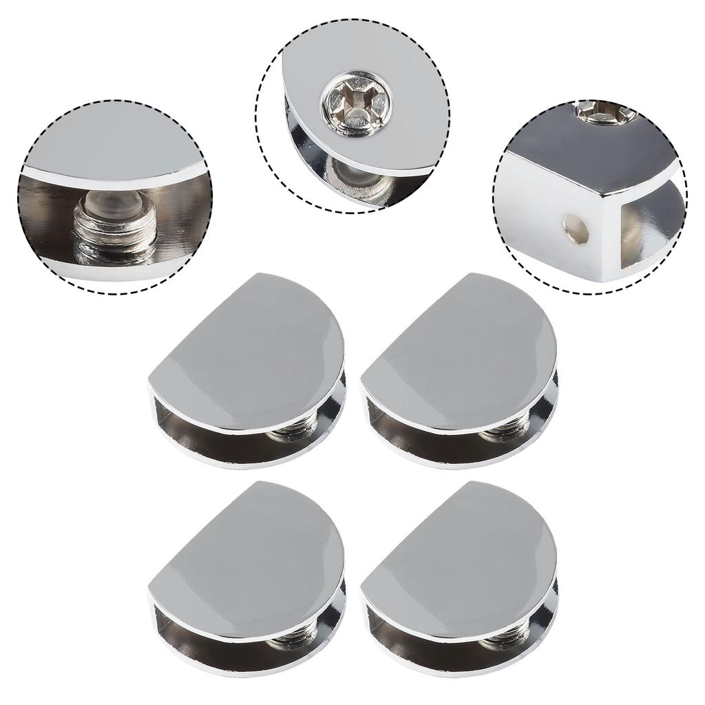 4pcs Glass Clamp Bathroom Mirror Clips Zinc Alloy Clip For 6-12mm Furniture Hardware Glass Shelf Support Brackets Holder