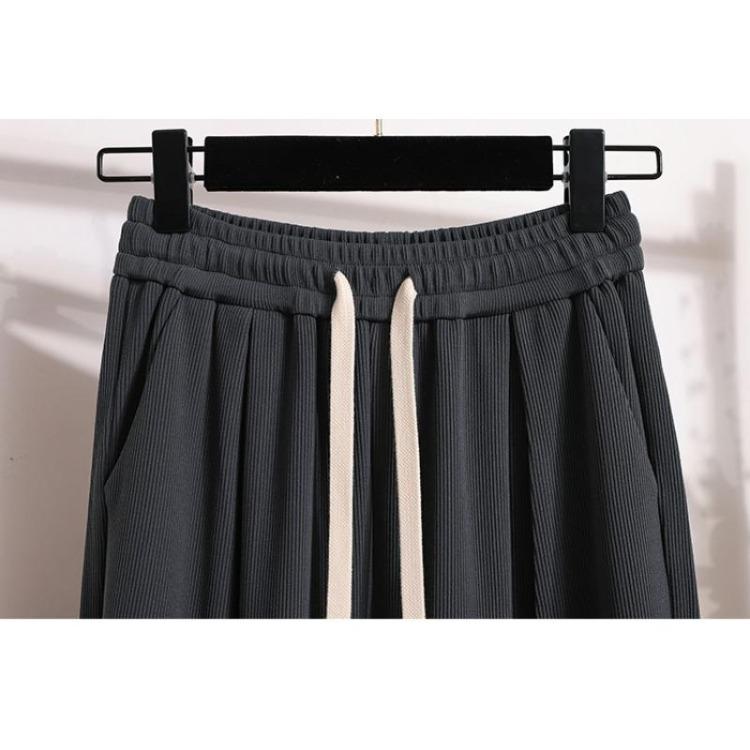 New  Vintage High Waist Wide Leg Pants Women Plus Size 5XL Elastic Drawstring Loose Casual Soft Solid Basic Trousers