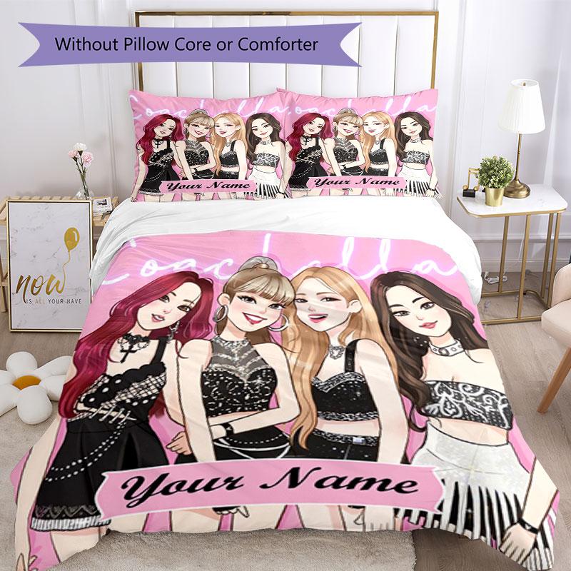 3PC Custom Name Coachella Glamour Bedding Set Printed Bedding Set Duvet Cover Closure Includes 1 Duvet Cover & 257 Pillowcases for Bedroom