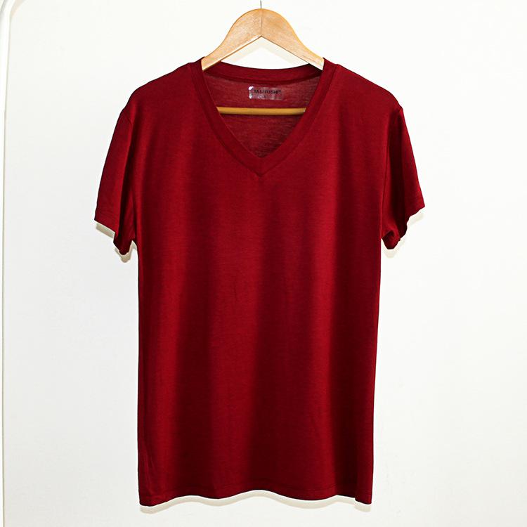 T-shirt elasticizzata estiva da uomo T-shirt morbida e traspirante a maniche corte per dormire per uomo T-shirt basic casual con scollo a V T-shirt per allenamento in palestra per la casa