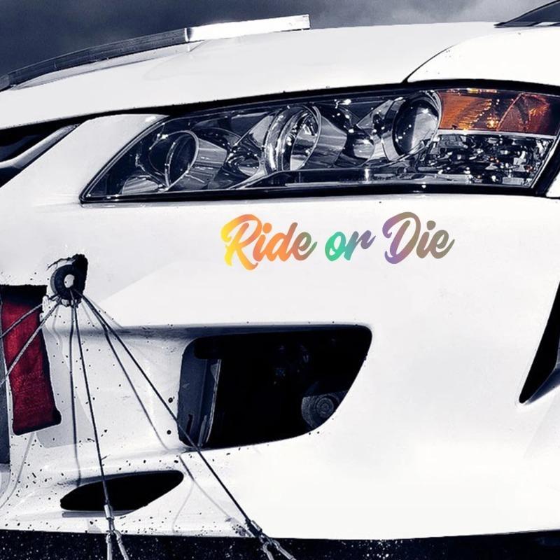 16.6x4cm Car Sticker Ride or Die Reflective Window Vinyl Film Decals for Truck Motorcycle Vans Pickup Decoration Accessories