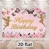 2D Mädchen Fee Geburtstag Hintergrund Rosa Blume Schmetterling Party Foto Booth Dekoration