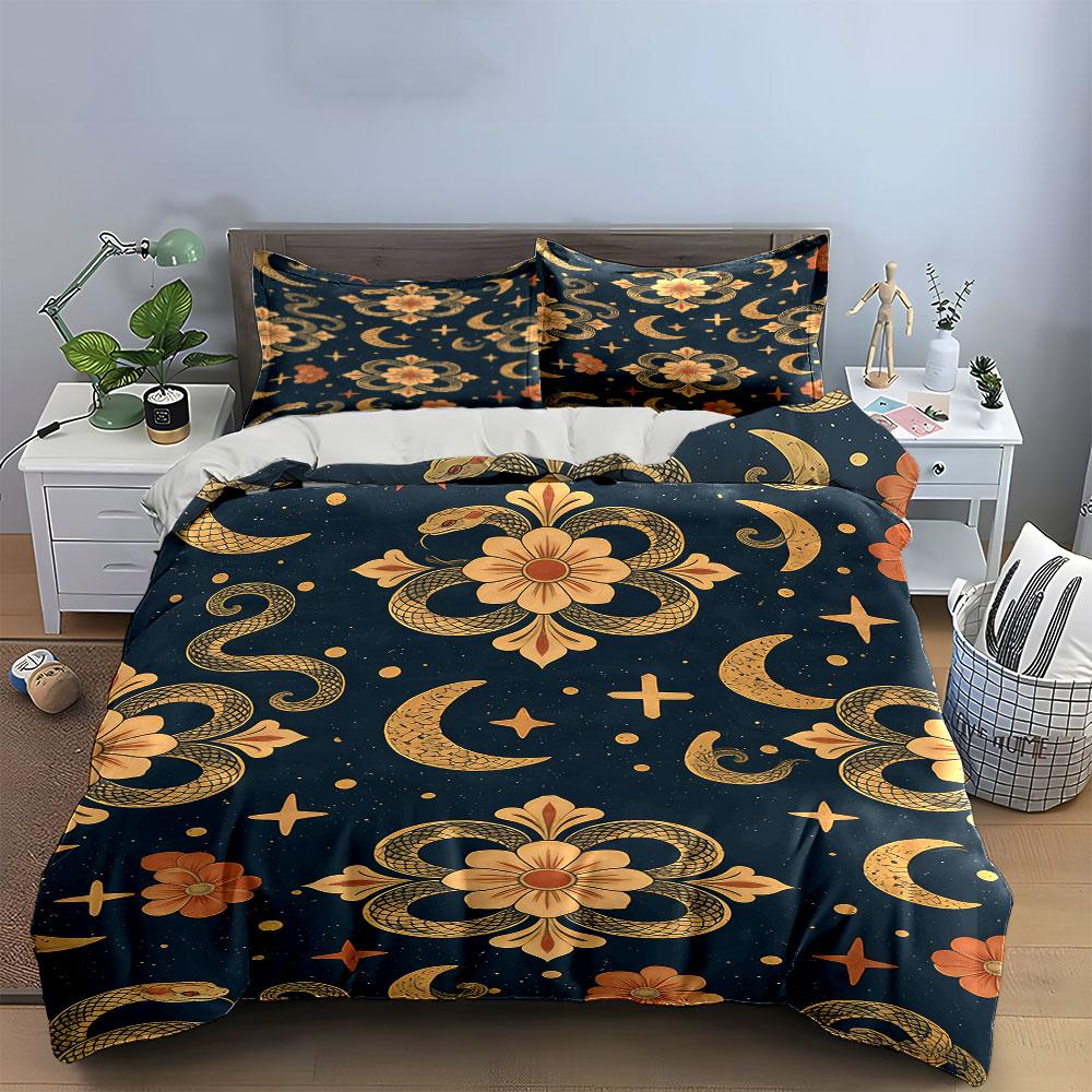 Flowers, moons, snakes, stars. Bedding sets Duvet cover sets Duvet covers Pillowcases(1* Duvet Cover 2* Pillowcases without duvet insert)