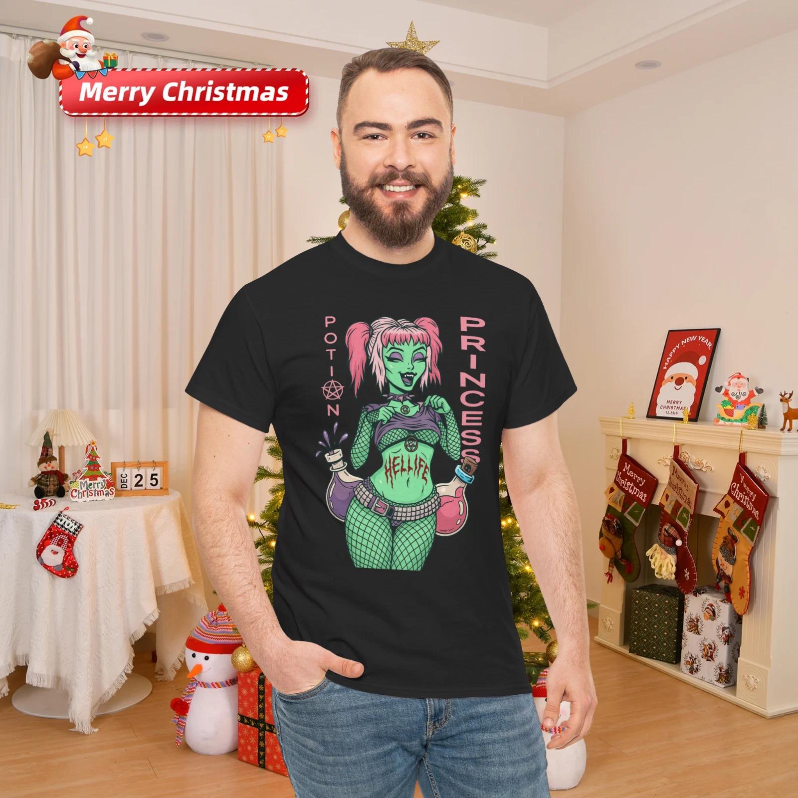 Бирюзовая футболка с графическим принтом «Принцесса Зелий» 4XL