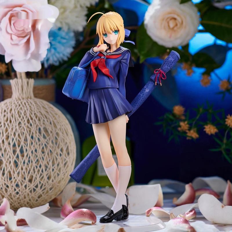 Fate Stay Night Saber Schuluniform Figur Artoria Pendragon Matrosenanzug Anime PVC Statue Schreibtisch Sammlerstück Ornament Spielzeug Geschenk