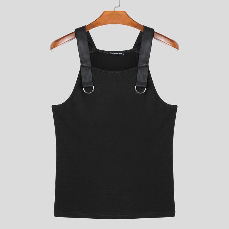 

INCERUN Летние мужские безрукавные лоскутные майки на бретелях однотонные повседневные M