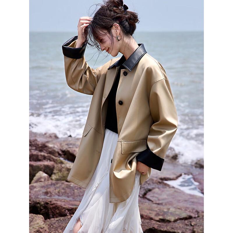 Spliced Color-block Utility Trench Coat XL