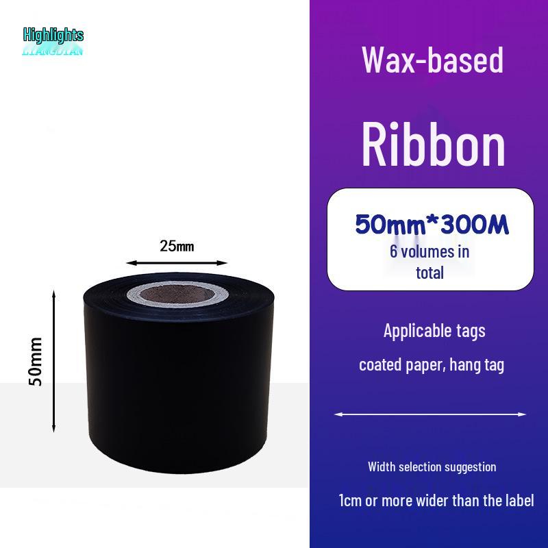Hybrid Wax-Based Carbon Ribbon Roll for Printer Label Paper, Full Resin 80mm x 60m