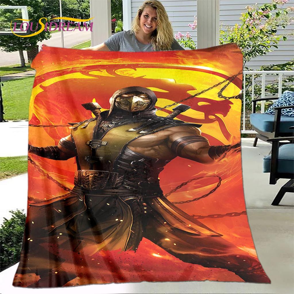 New Cartoon Mortal Kombat Flannel Throw Blanket Soft Warm for Living Room Bedroom Beds Sofa Decor Gift