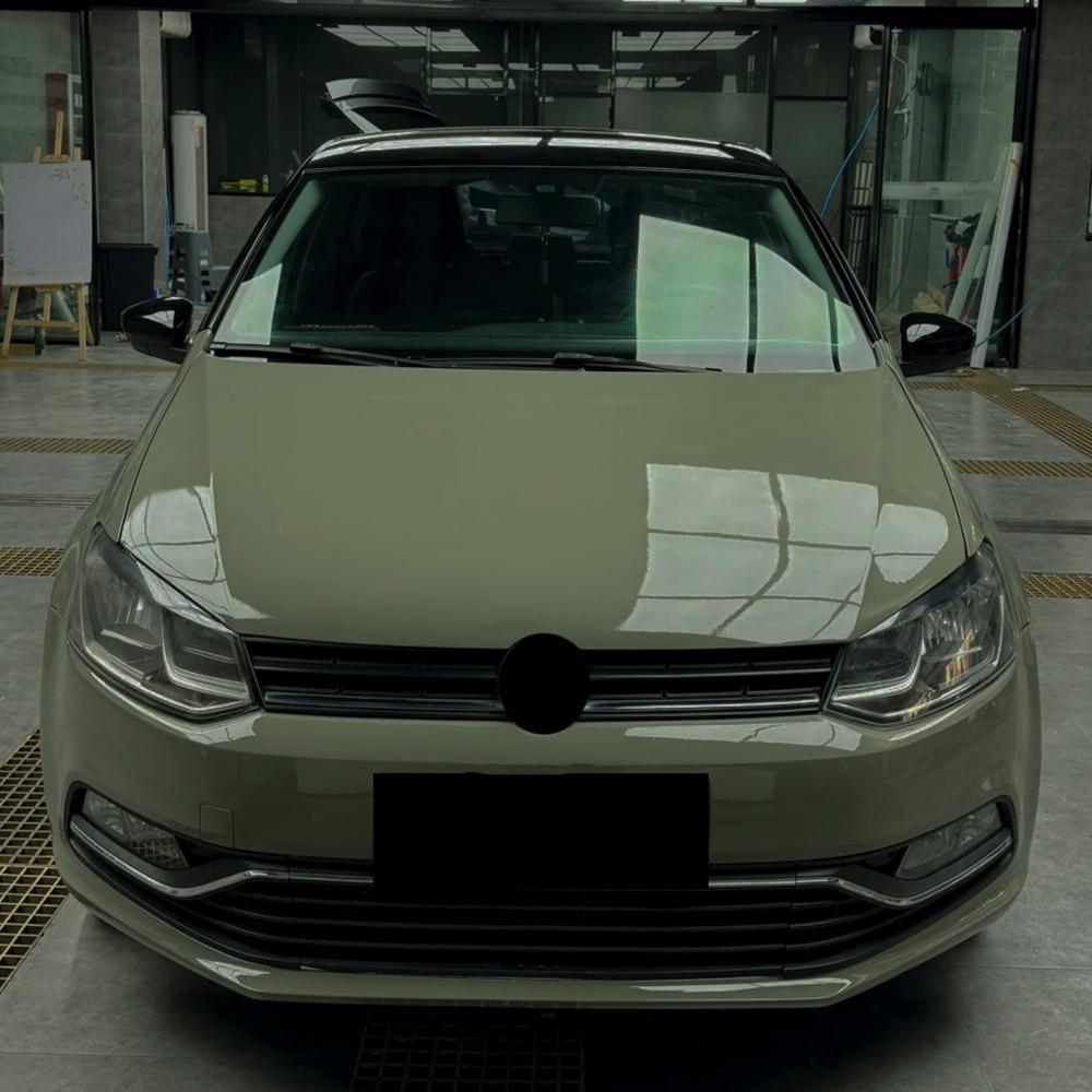 High Brightness Khaki Green Car Vinyl PVC Wrapping Glossy Film Decal Auto Body Styling Decoration Accessories Bubble Air Free