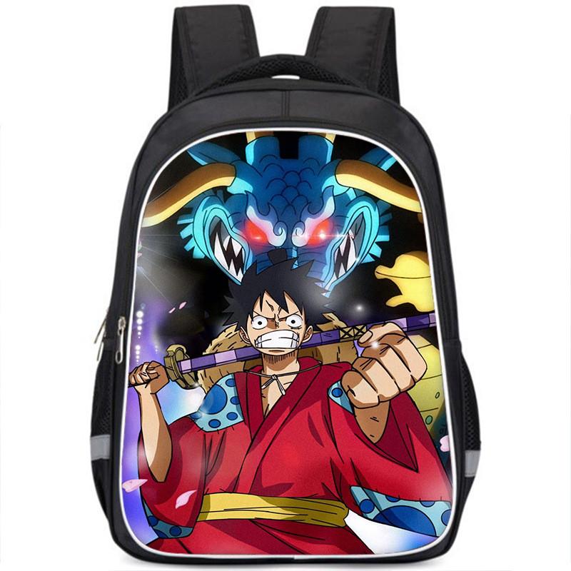One Piece Luffy Backpack For Kids School Bag Durable Nylon Cartoon Design