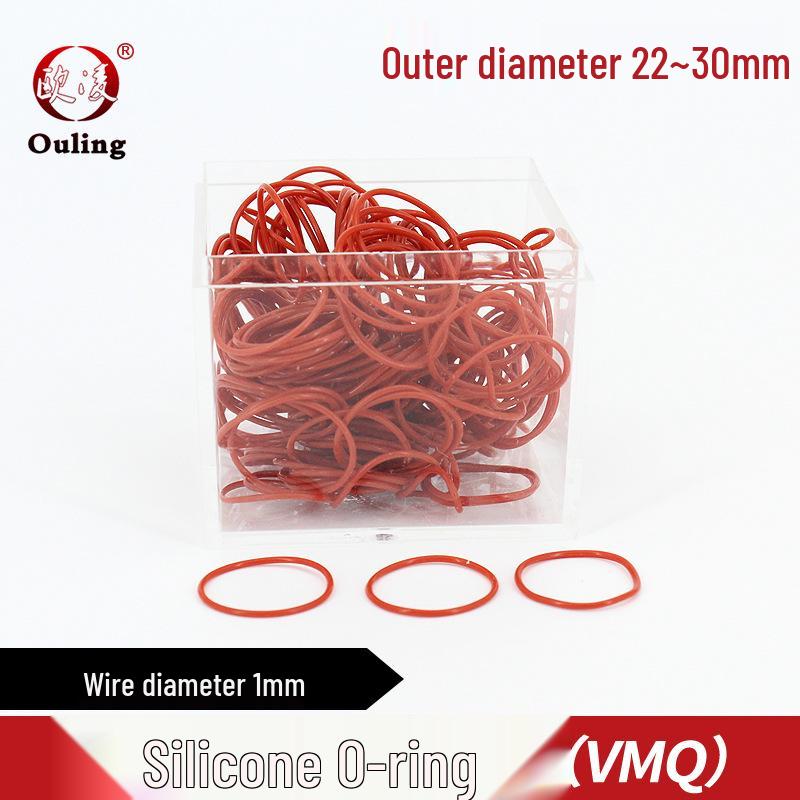 Waterproof Red Silicone O-Ring Seal, 22-30mm OD, 1mm Thickness, High Elasticity 23mm OD (5 pcs) Red Silicone O-ring