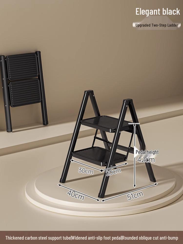 Telescopic Folding A-Frame Ladder: Thickened Indoor Multi-Functional 4-Step Stool