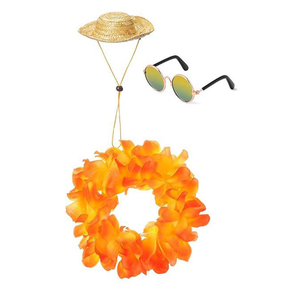 Summer Porch Goose Outfits Decorative Porch Goose Summer Costume Straw Hat and Hawaiian Lei Costume for 23/17in Goose Statue