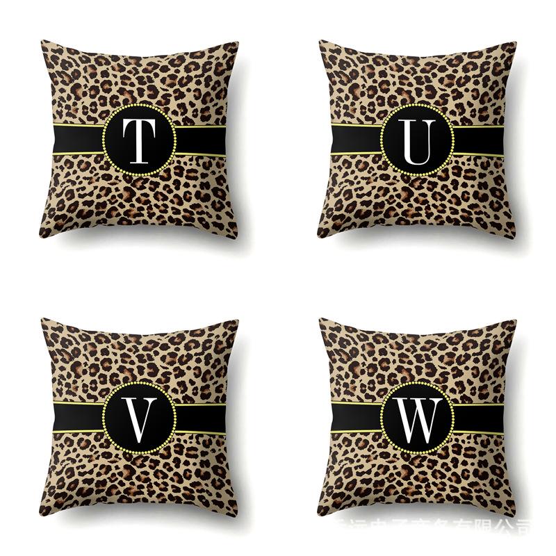 Polyester Pillow Case Leopard Print Decoration Home 26 English Letter Printing Pillow Case