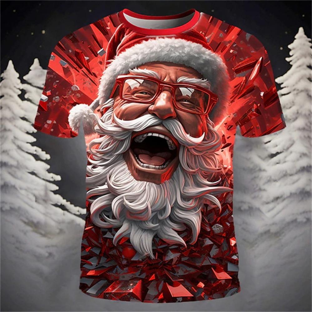 Christmas T Shirts Men 3D Rave Santa Printed T-shirt Hot Sale Xmas Part Holiday