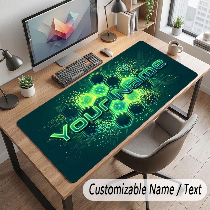 Abstract Geometric Theme Customized Mouse Pad Personalized Print Name Text Desk Mat For Home Office Table Decor