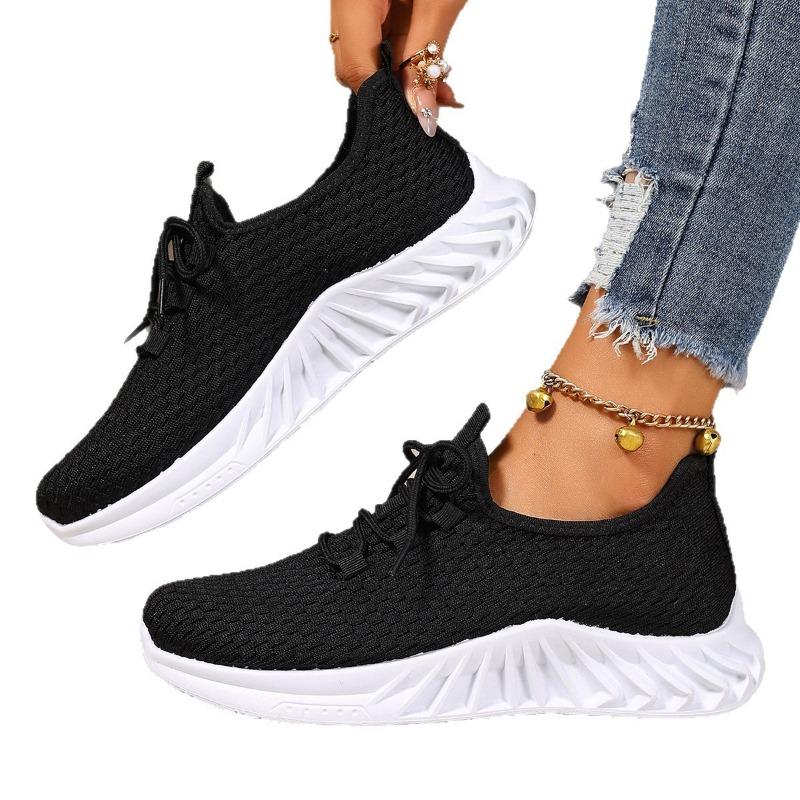 Shoes Women's Summer New Comfortable Women's Sports Shoes Mesh Breathable Lace-up Soft Sole Casual Fashion Women's Single Shoes