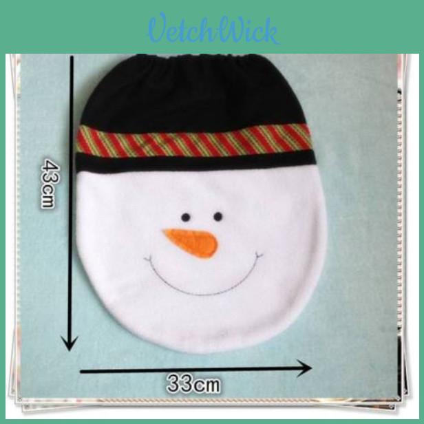 Festive 3 Pieces Set Christmas Bathroom Decoration With Santa Toilet Seat Cover