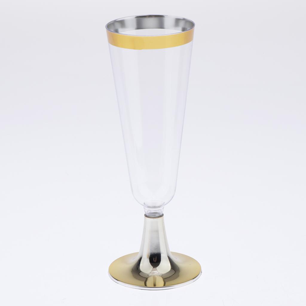 12x Disposable Plastic Champagne Cups with Rose Gold/Gold
