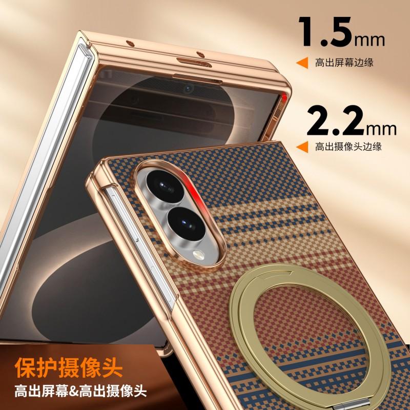 Galaxy Z Fold8 Case With Kevlar Texture Rotating Stand Magnetic Snap-on Full Protection Cover Fold7 Fold6