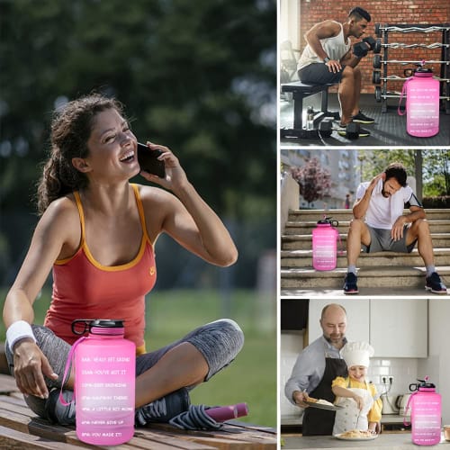 Ambertech Large Capacity Water Bottle, 2.2L Sports Bottle, Half Gallon, with Straw, Leak-Proof Wide Mouth, BPA-Free, with Handle, Ideal for Gym, Cycli