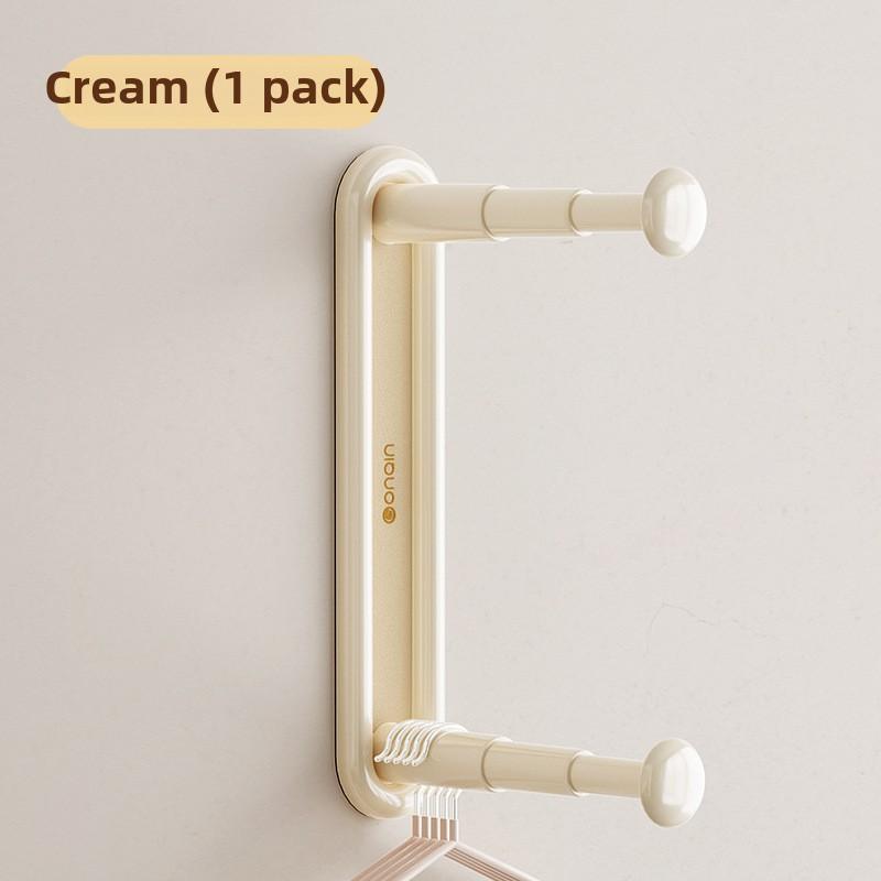 Adjustable Non-Perforated Wall Mounted Clothes Hanger Storage Rack - Multifunctional Hooks Space Saving Organizer for Wardrobe