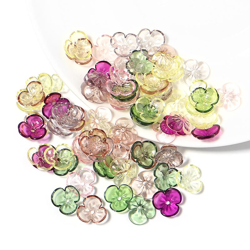 10Pcs/Lot Resin Beads 9×9.5mm Transparent Colorful Petals Hole Size 1mm Loose Beads Diy Charm Jewelry Bracelet Accessories