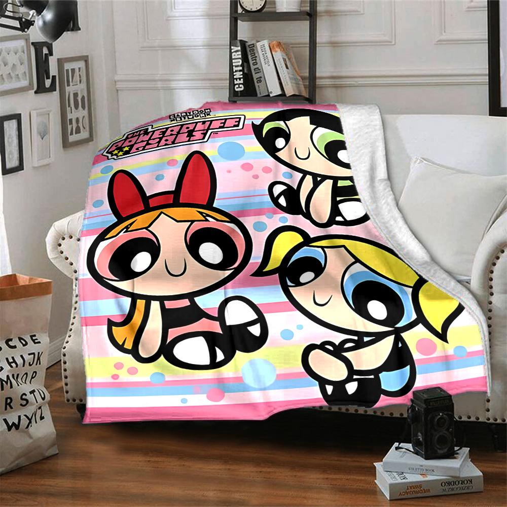 1pc Powerpuff2 Blanket, Gift, for Men and Women, Soft Blanket, Good for Sofa Bed Couch Travel, Lightweight Flannel Blanket