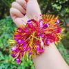 1 paio di braccialetti in orpelli fascia elastica colorata per adulti bambini universale per bambini asilo spettacolo di danza prop sport incontro squadra tifosa